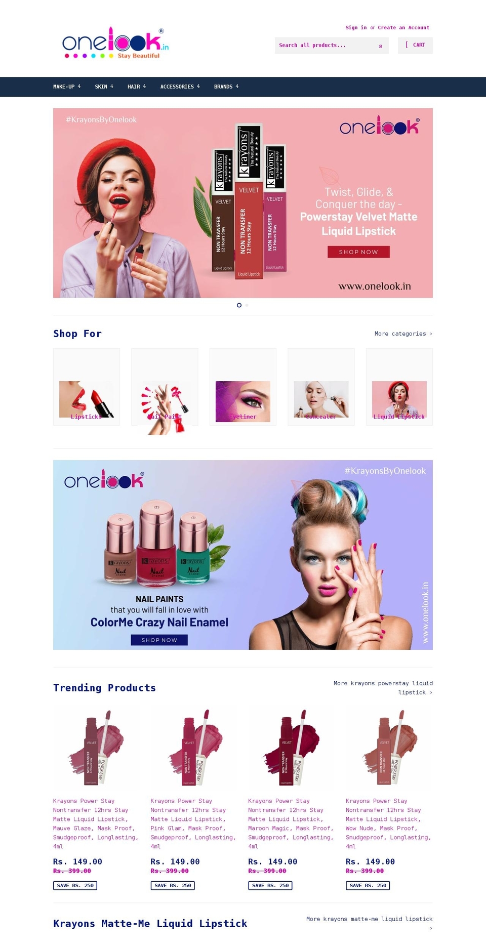 onelook.in shopify website screenshot