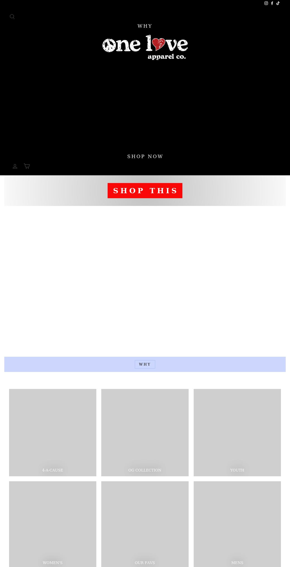 oneloveapparel.com shopify website screenshot