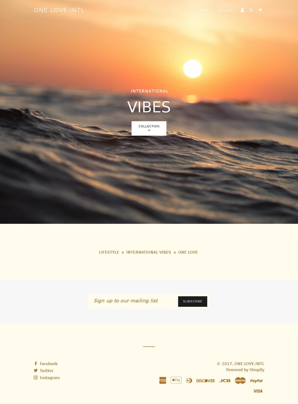 oneloveintl.com shopify website screenshot