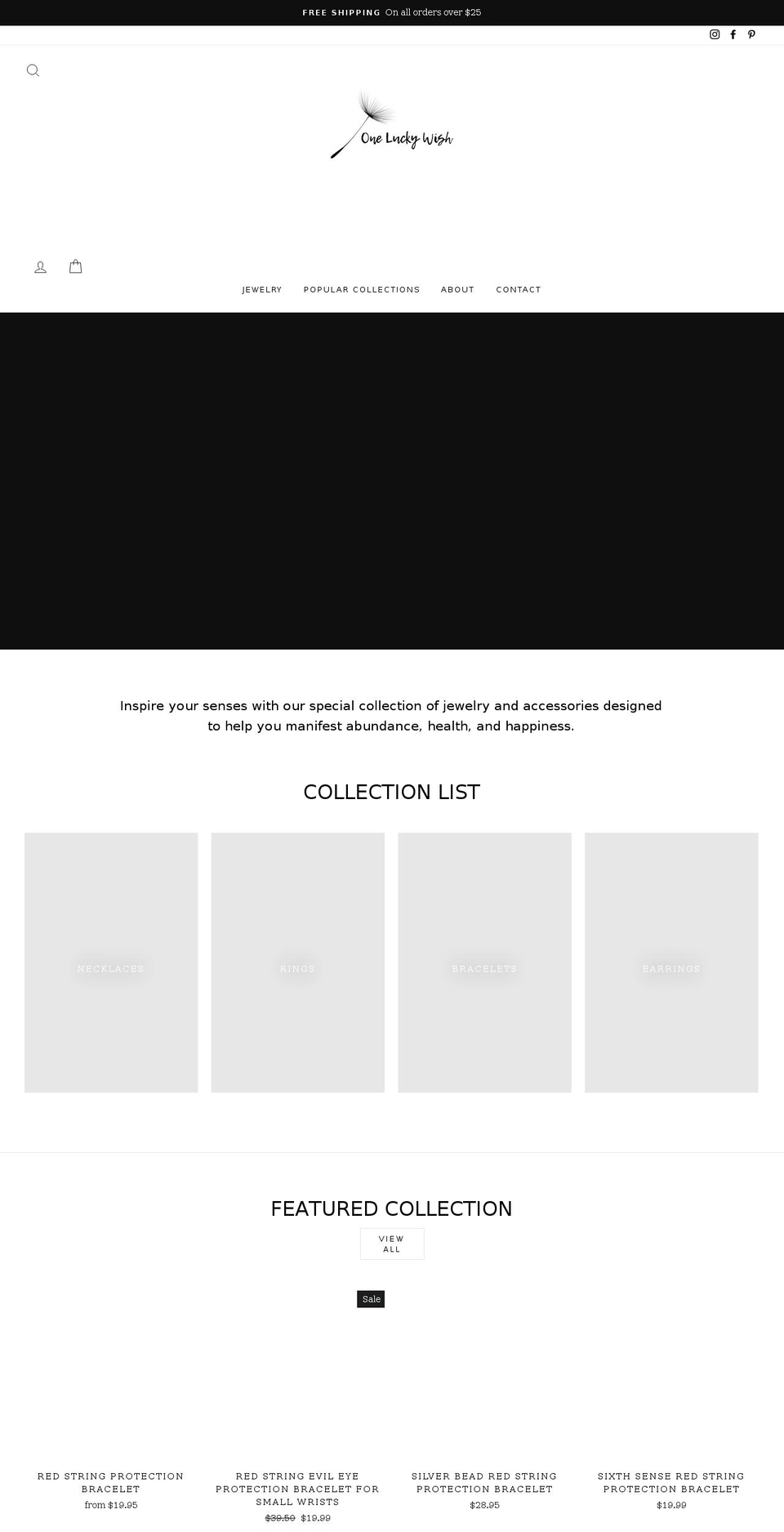 oneluckywish.com shopify website screenshot