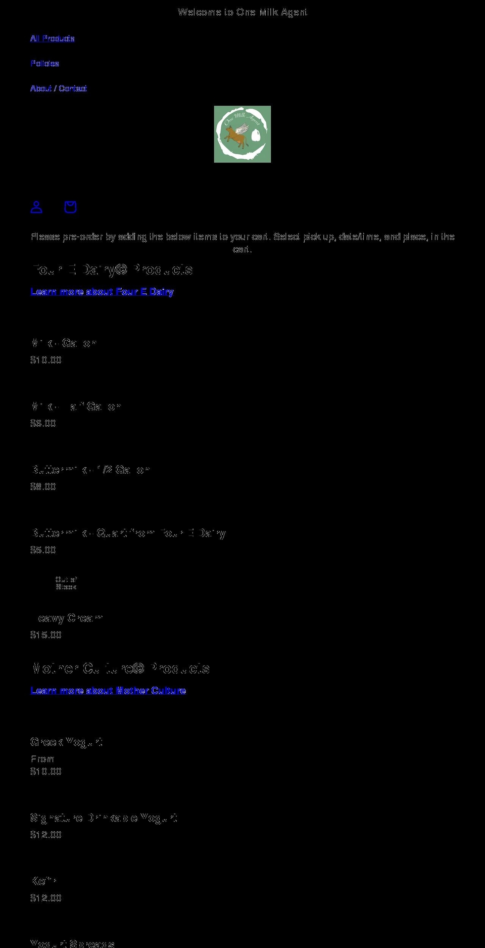 onemilkagent.com shopify website screenshot