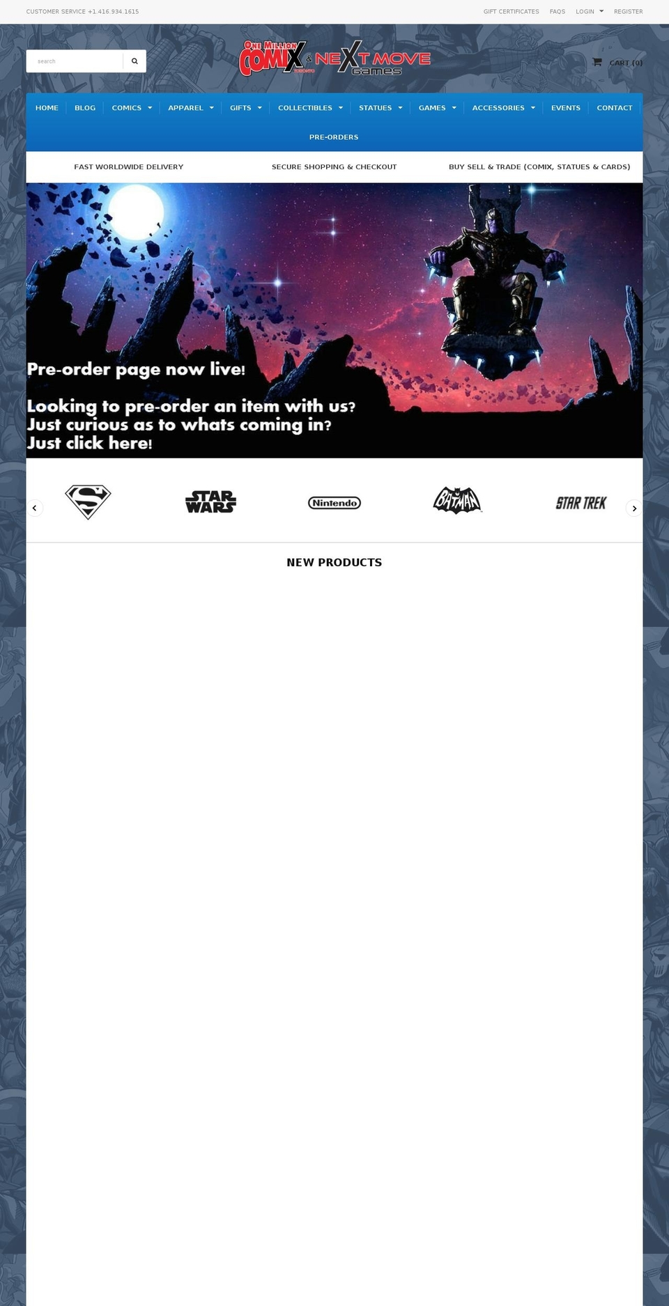 onemillioncomix.com shopify website screenshot