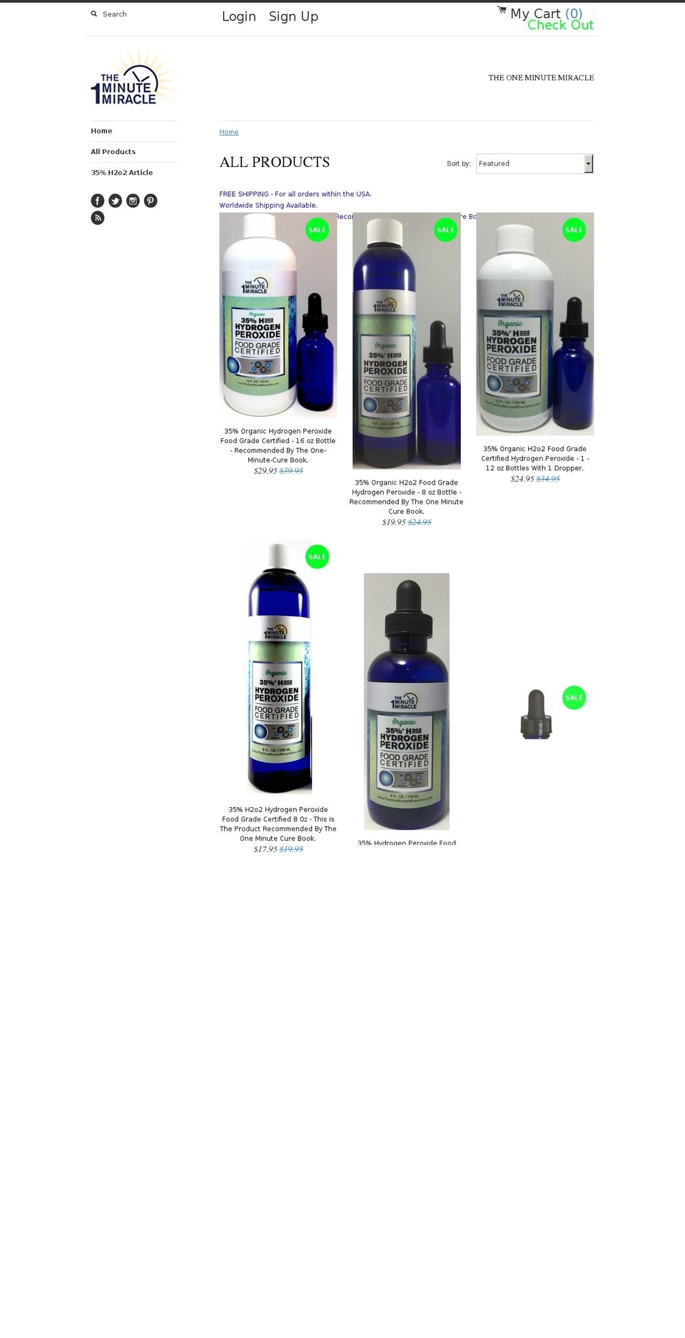 oneminutemiracleinc.com shopify website screenshot