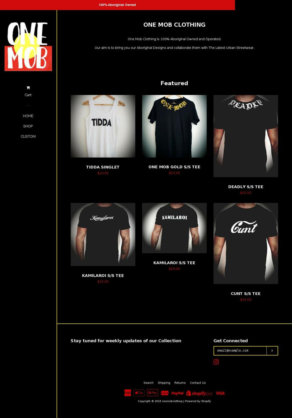 onemobclothing.com — Shopify storefront screenshot