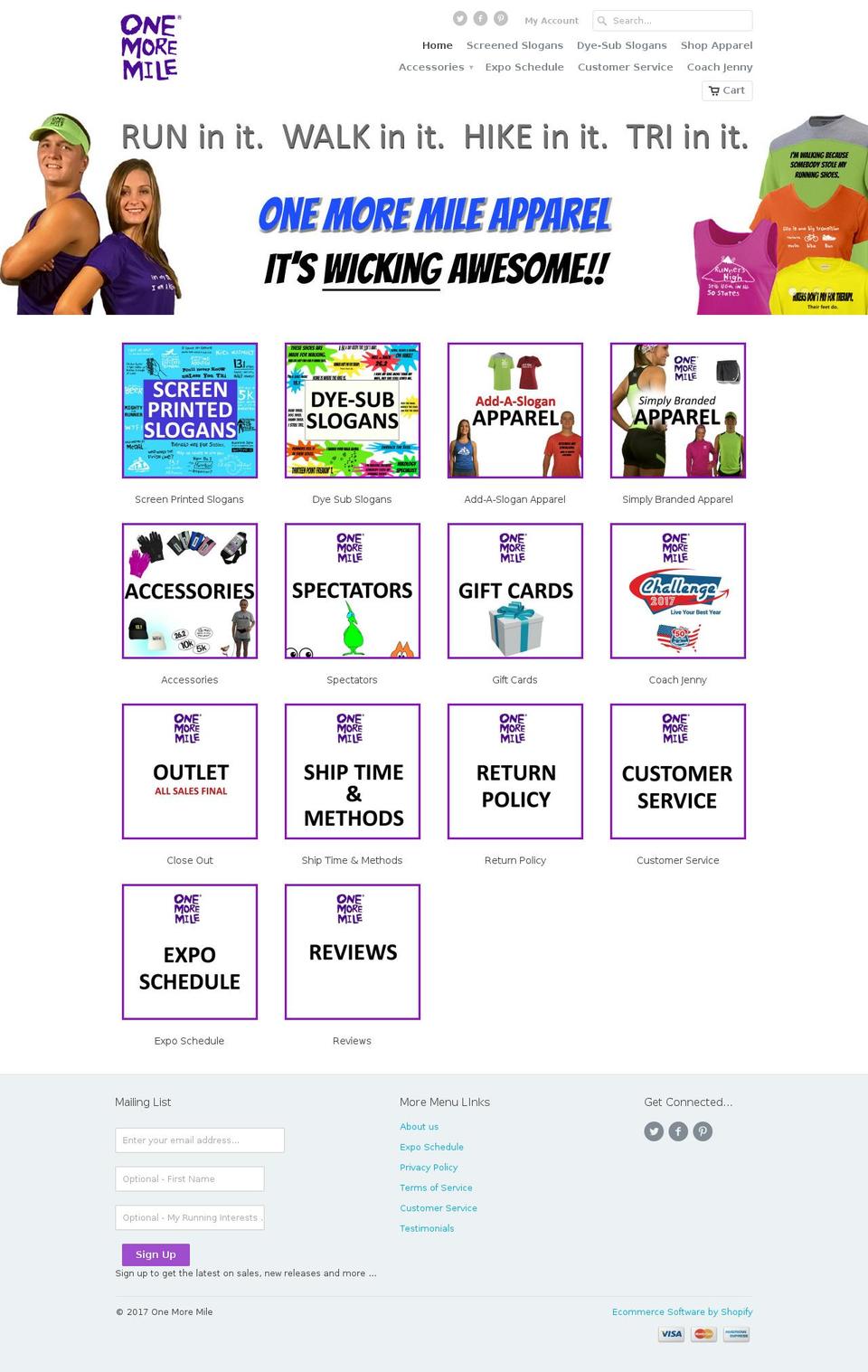 onemoremile.net shopify website screenshot