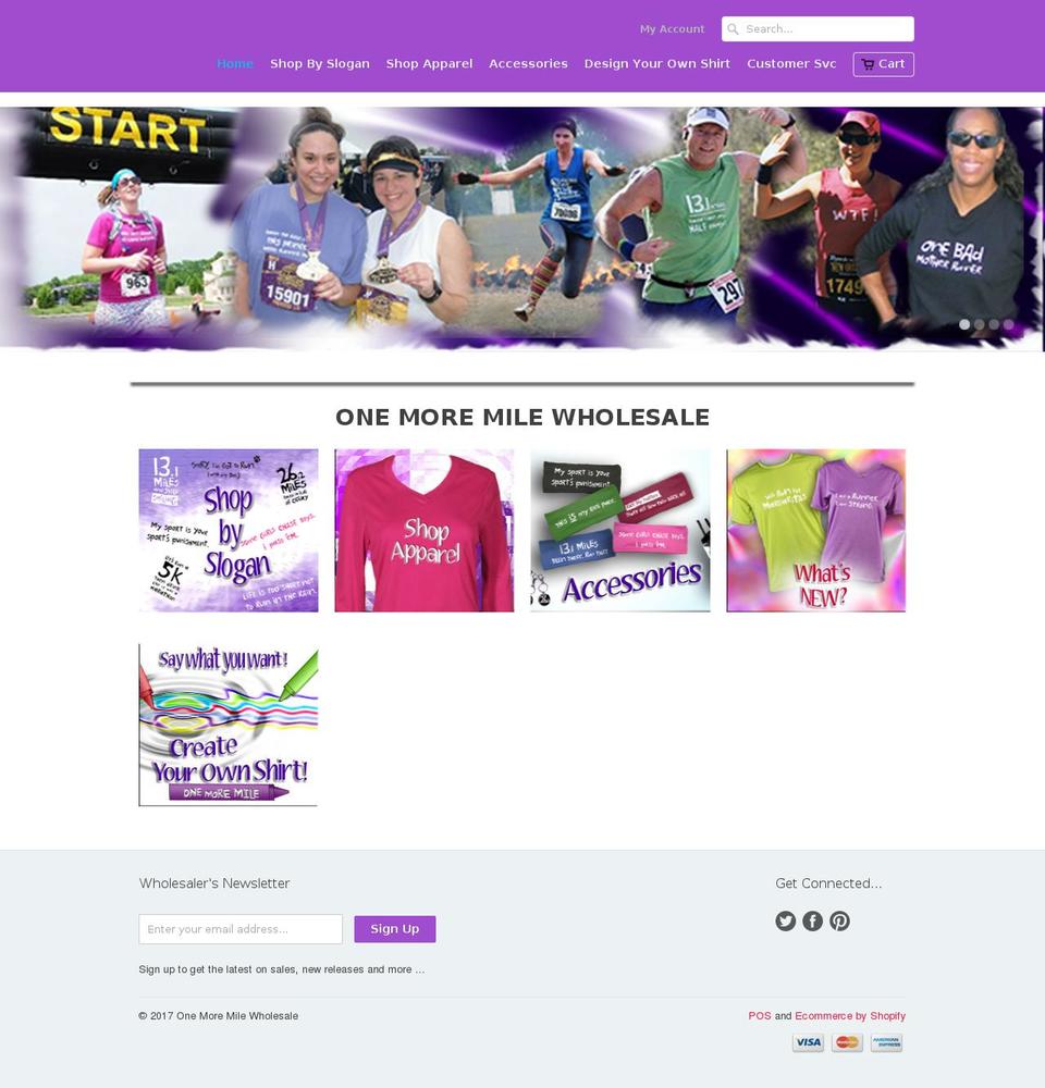 onemoremilewholesale.com shopify website screenshot