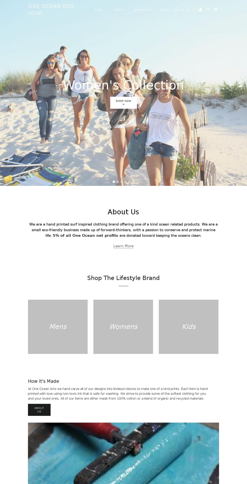 oneoceanoneloveshop.com shopify website screenshot