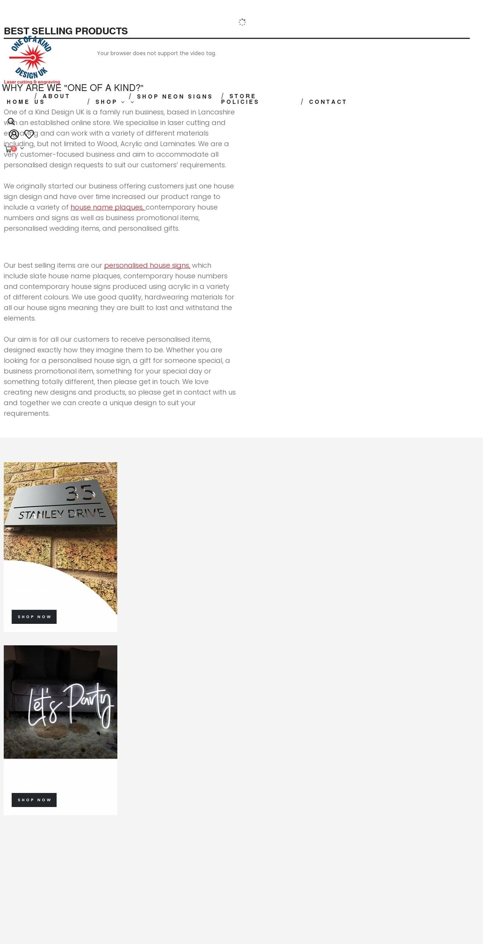oneofakinddesignuk.co.uk shopify website screenshot