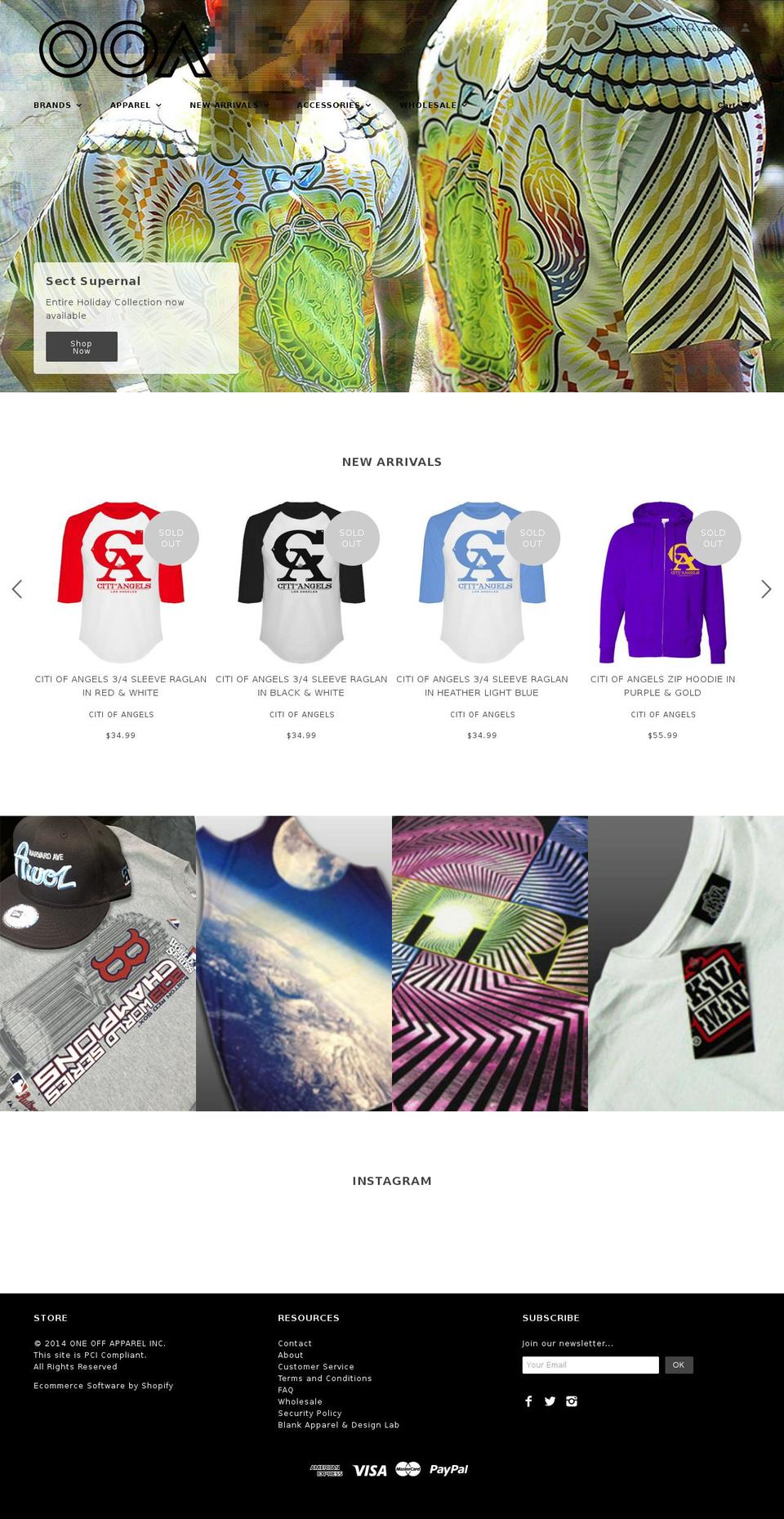 oneoffapparel.com shopify website screenshot