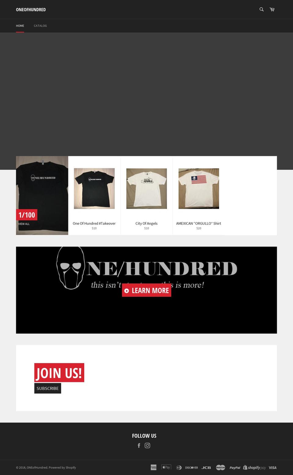 oneofhundred.com shopify website screenshot