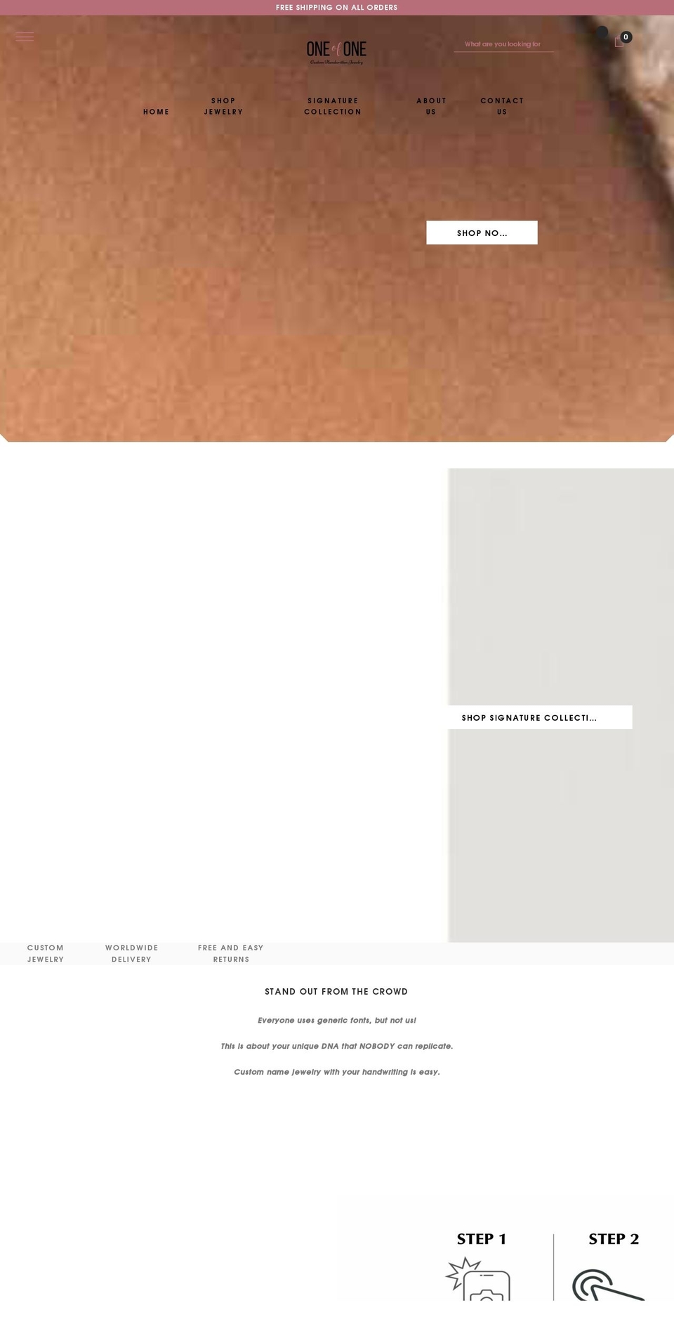 Main Build Shopify theme site example oneofonejewellery.com