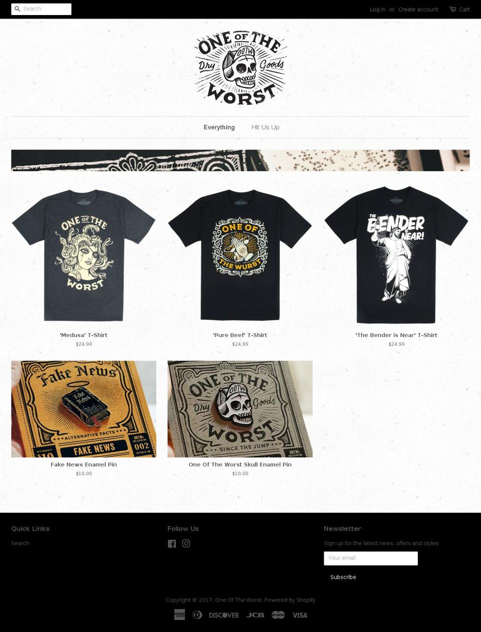 oneoftheworst.com shopify website screenshot