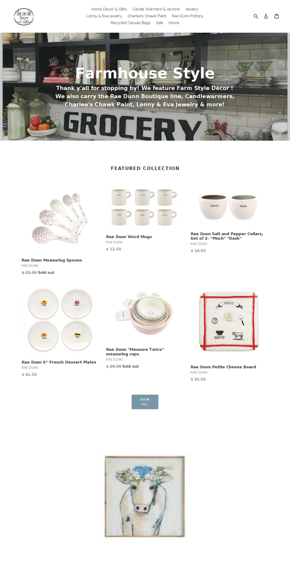 oneononedecorandgifts.com shopify website screenshot