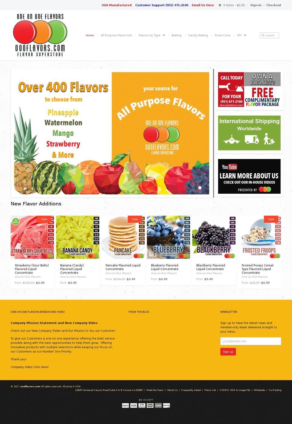 oneononeflavors.com shopify website screenshot