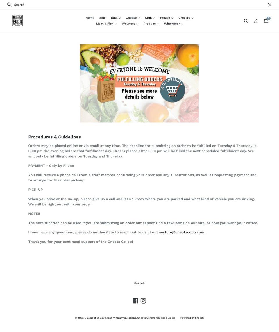 oneota-coop.myshopify.com shopify website screenshot