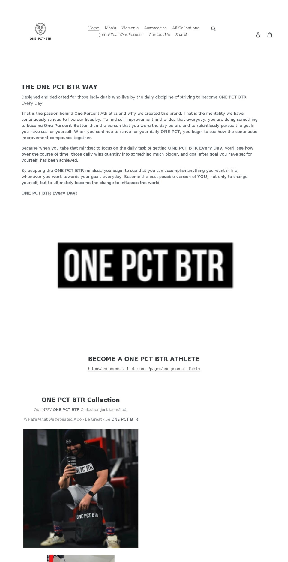onepercentathletics.com shopify website screenshot