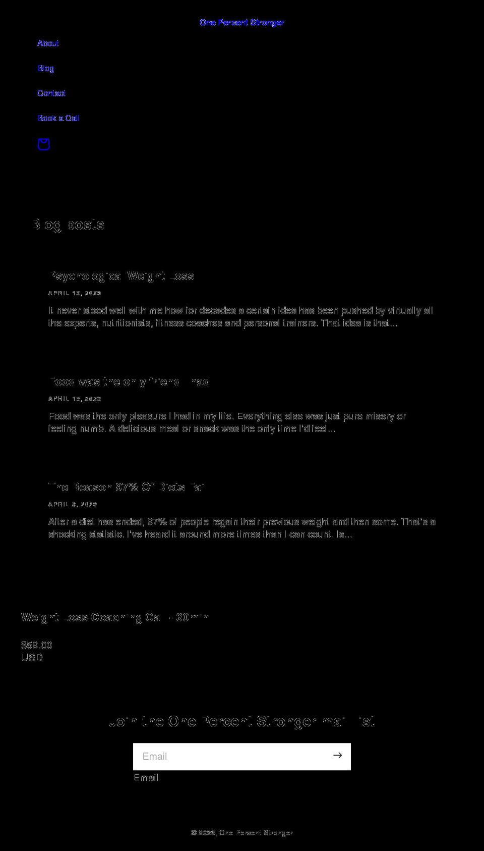 onepercentstronger.com shopify website screenshot