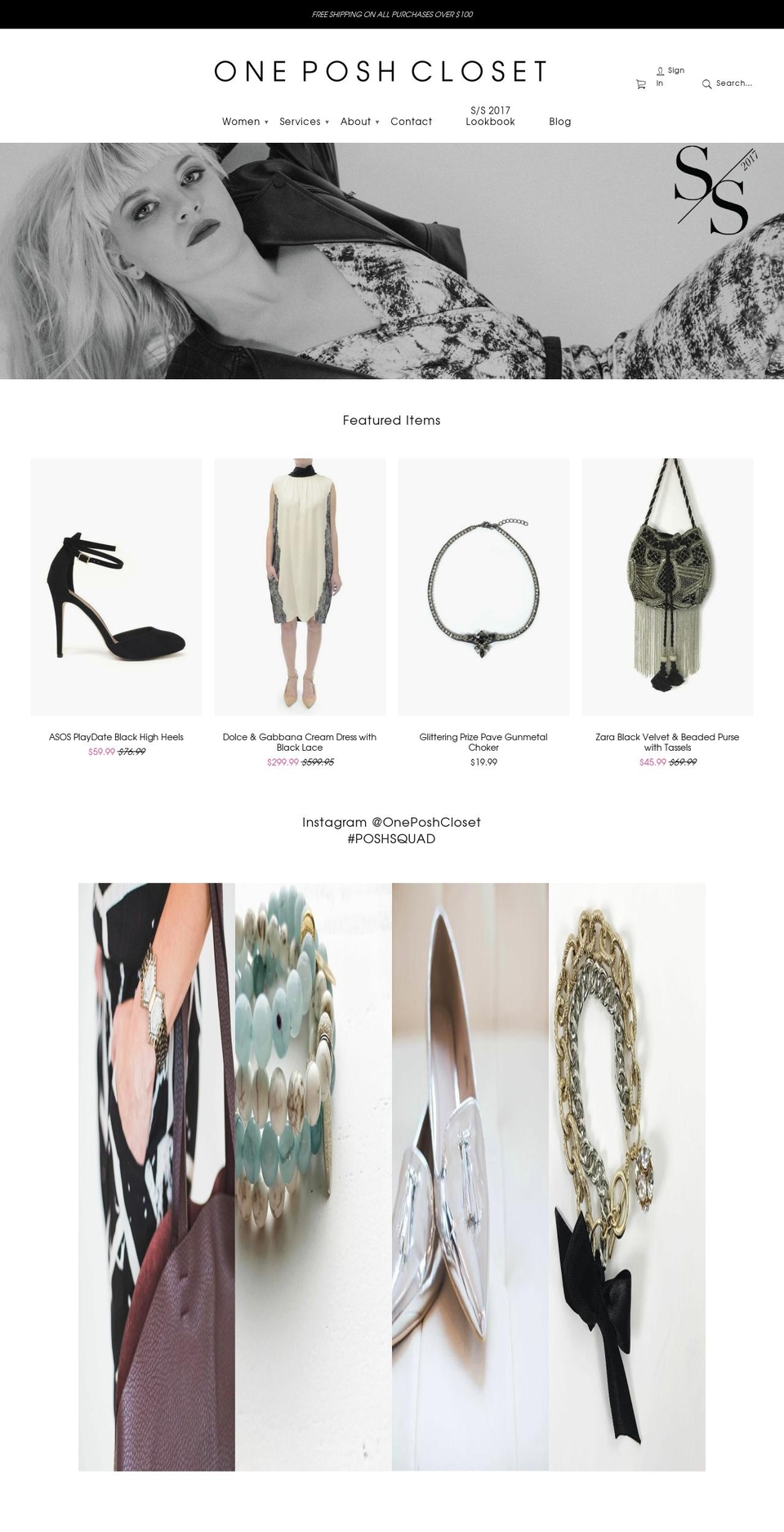 oneposhcloset.com shopify website screenshot