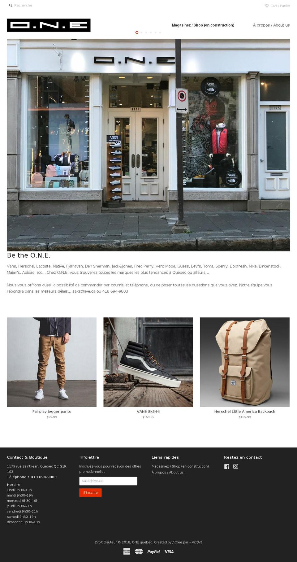 onequebec.com — Shopify storefront screenshot