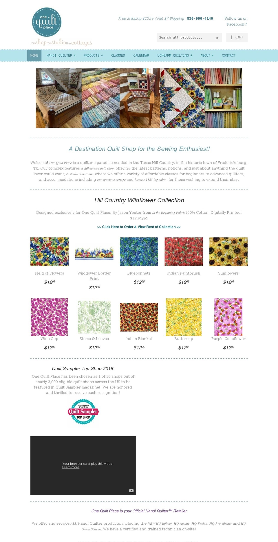 onequiltplace.com shopify website screenshot