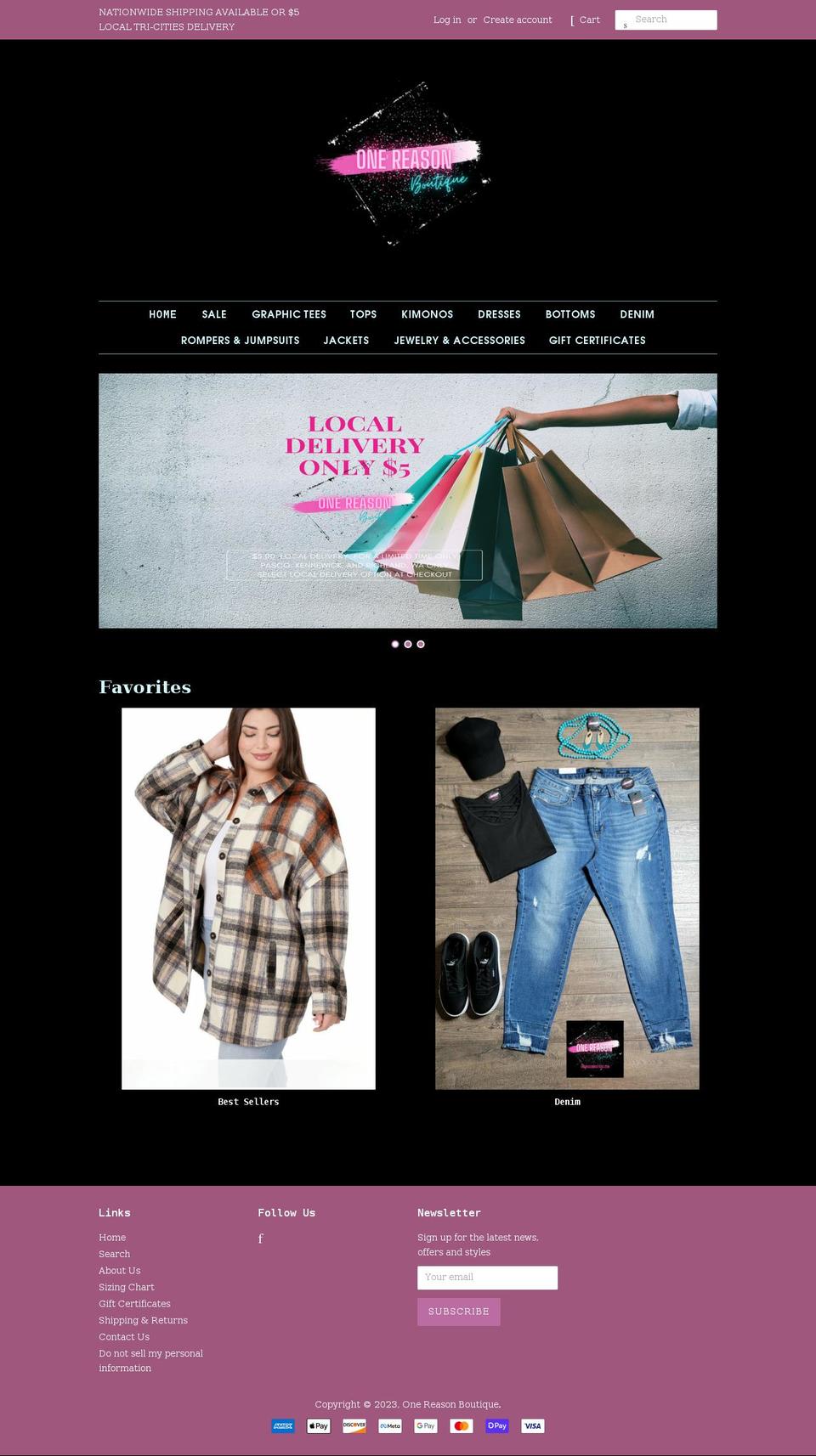 onereasonboutique.com shopify website screenshot