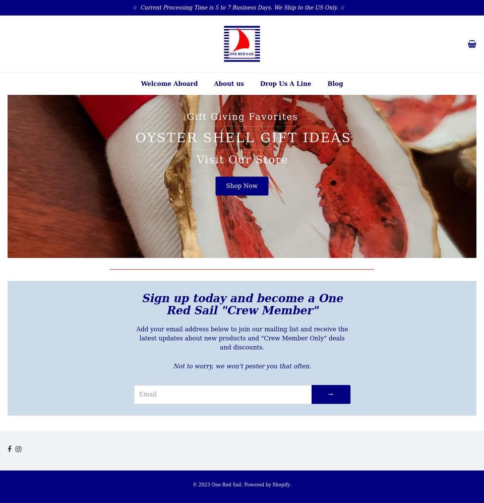 oneredsail.com shopify website screenshot
