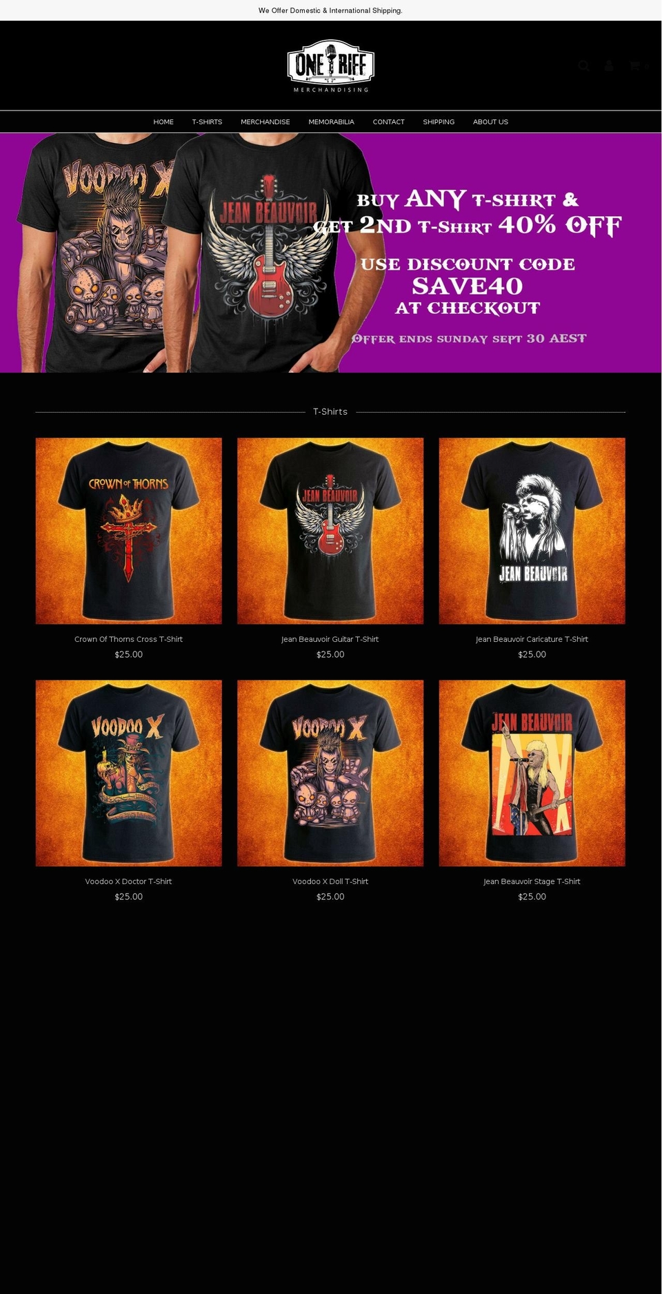 oneriffmerchandising.com — Shopify storefront screenshot