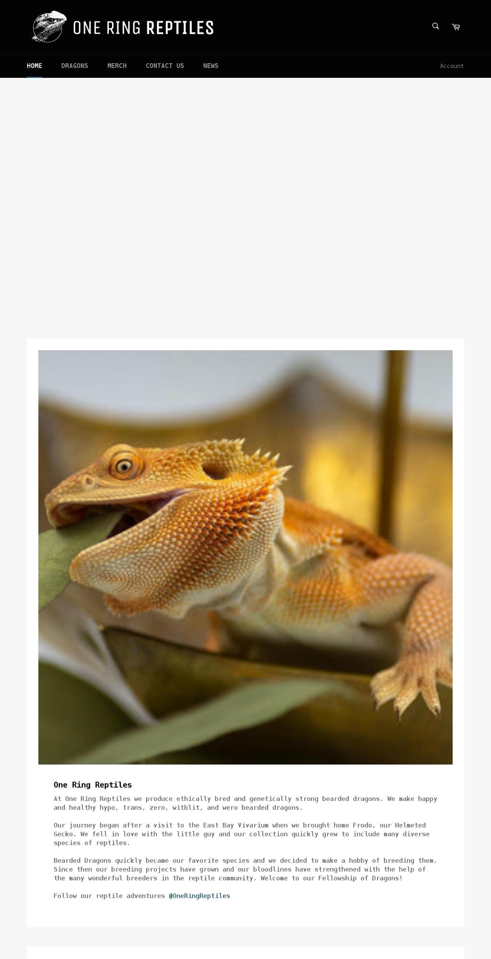 oneringreptiles.com shopify website screenshot