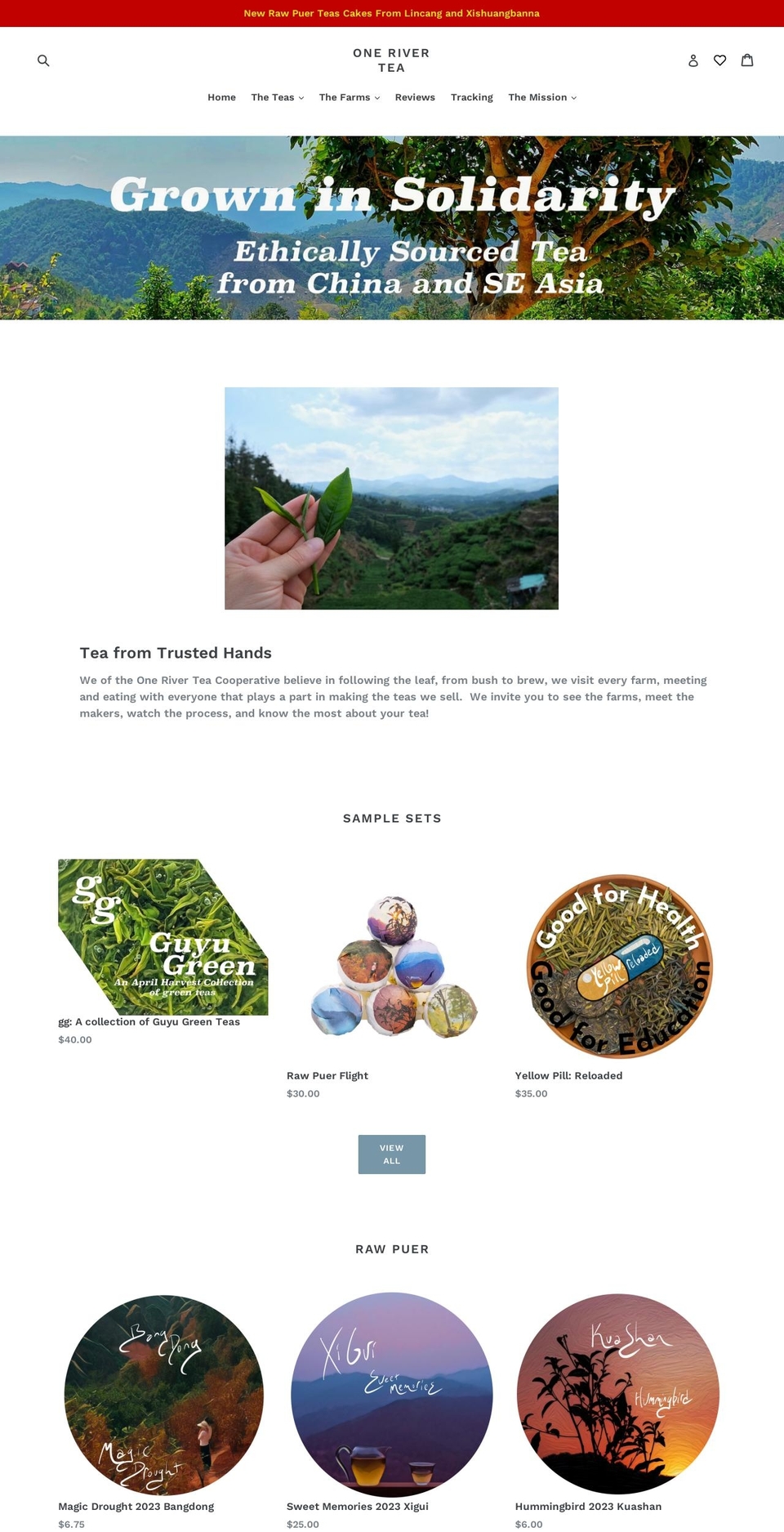 onerivertea.com — Shopify storefront screenshot