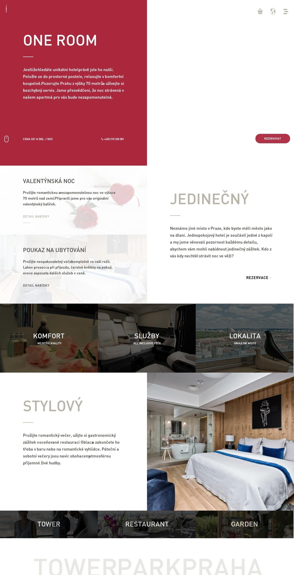 oneroomhotel.cz shopify website screenshot