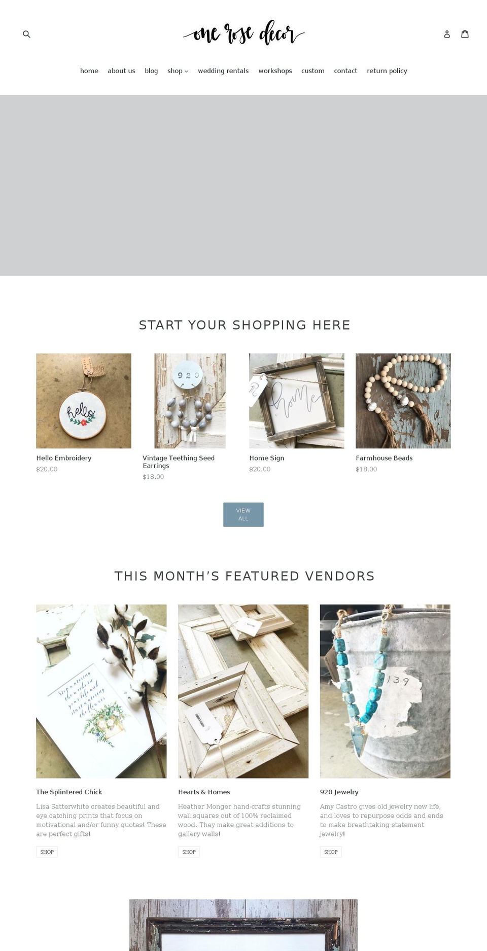 onerosedecor.com — Shopify storefront screenshot