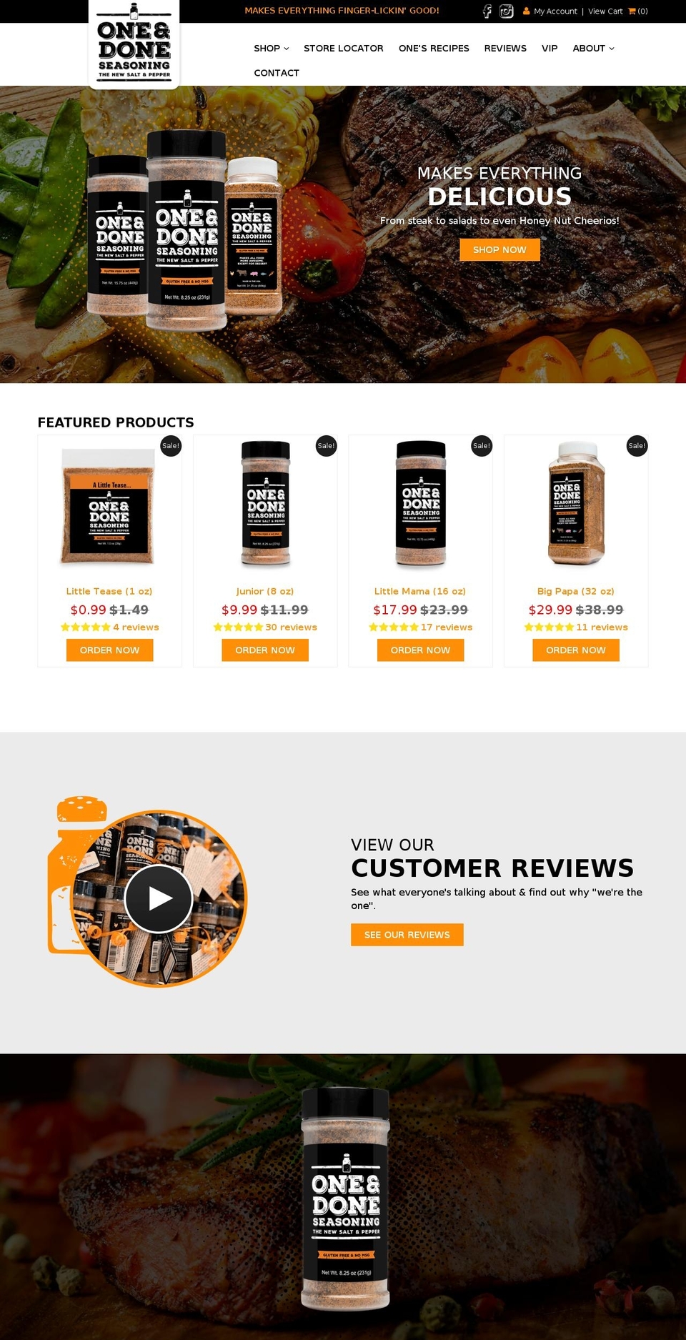oneseasoning.com shopify website screenshot
