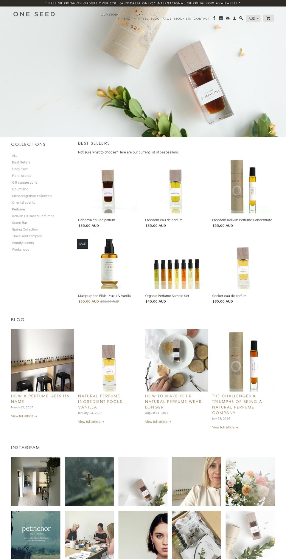 oneseedperfumes.com shopify website screenshot