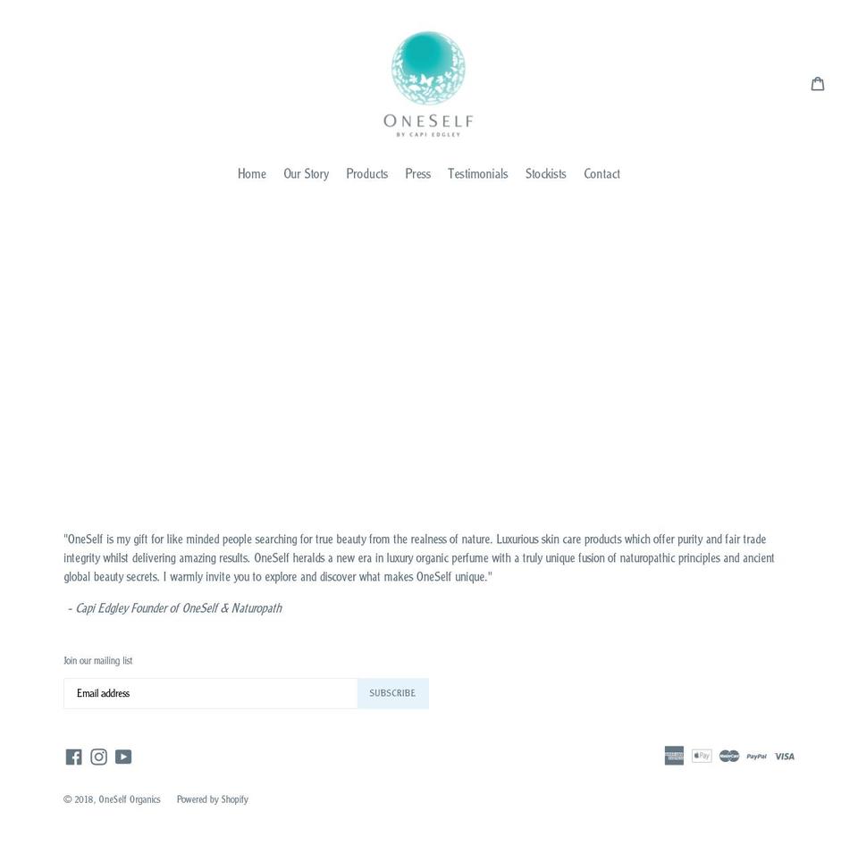 oneselforganics.com shopify website screenshot