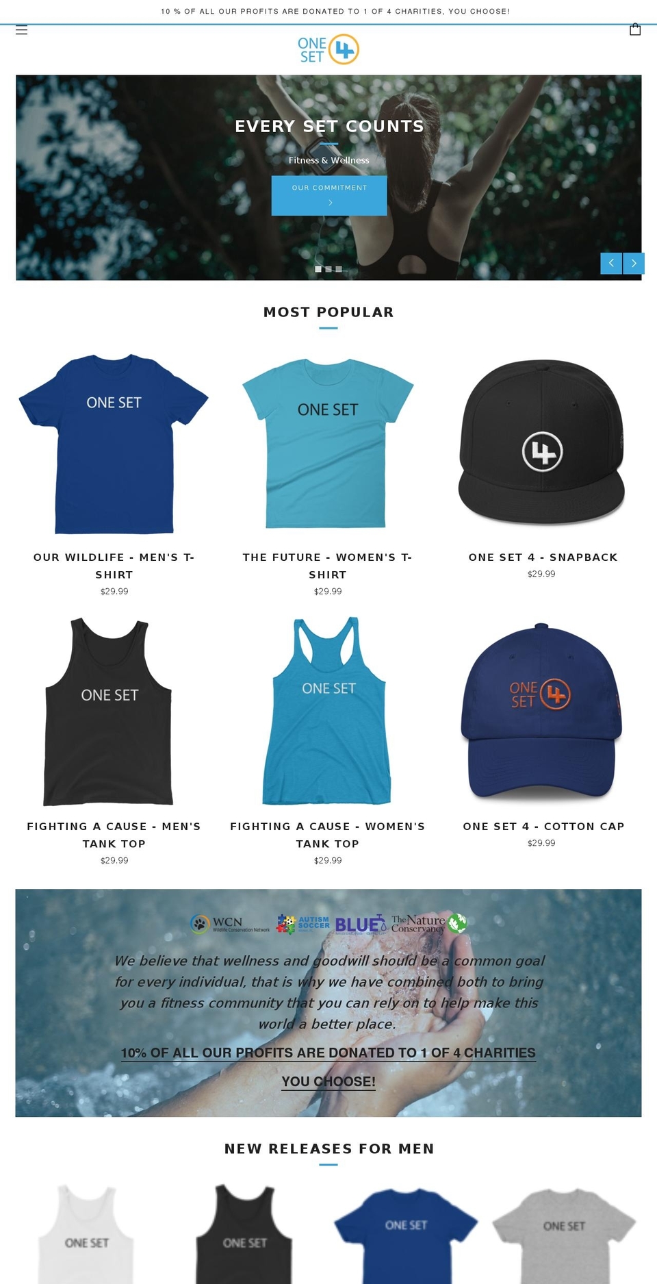 oneset4.com shopify website screenshot