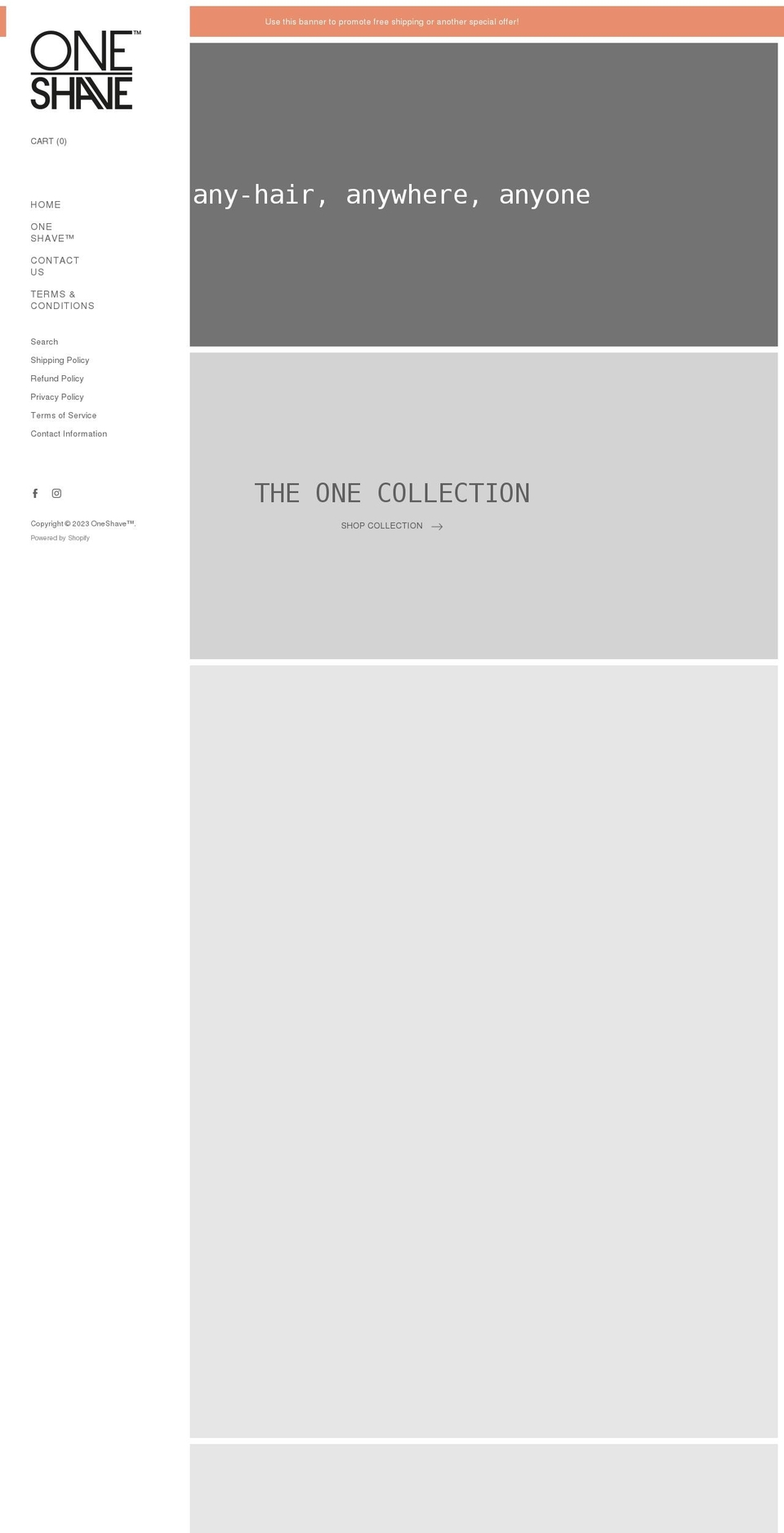 oneshave.com shopify website screenshot