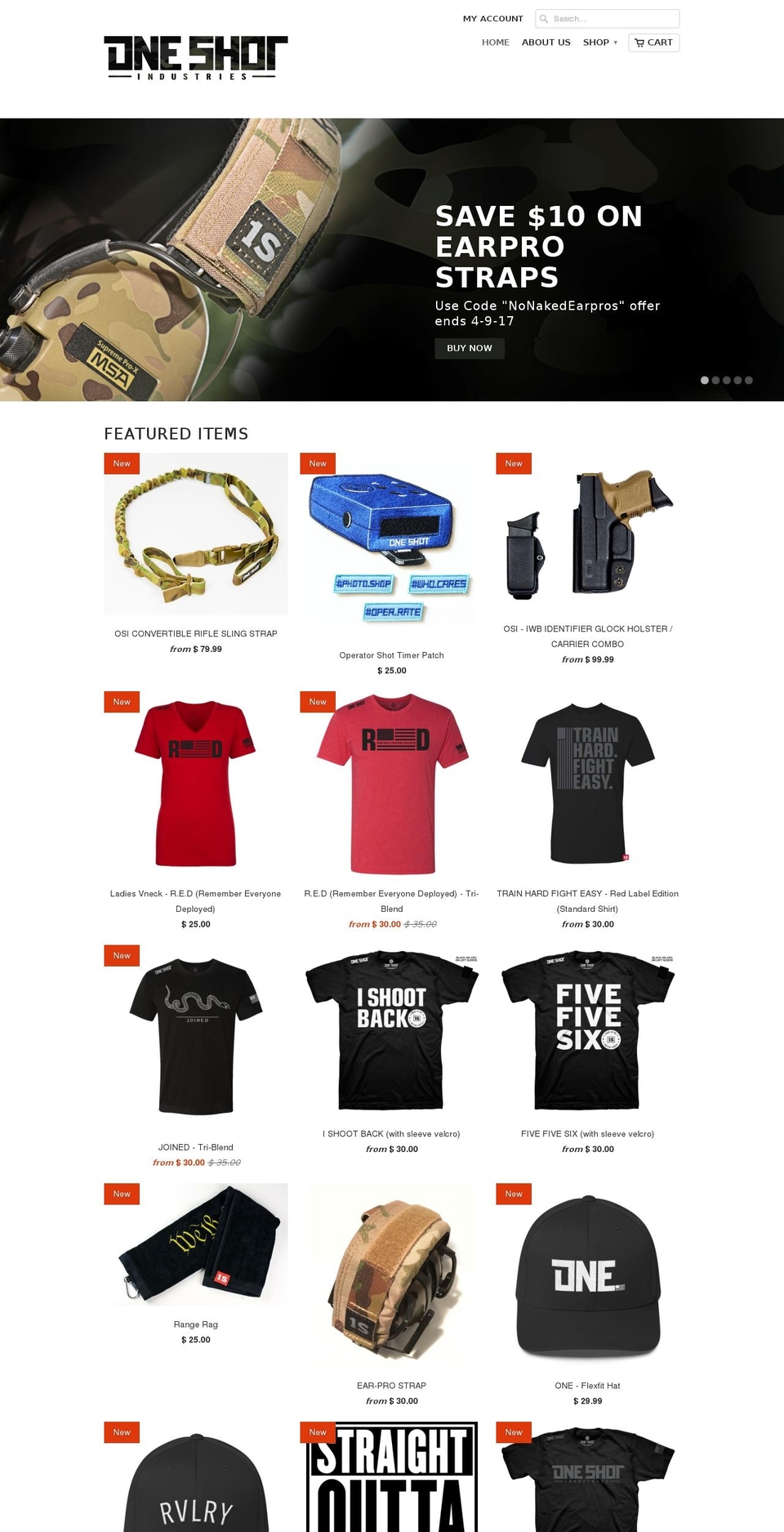 oneshotindustries.com shopify website screenshot