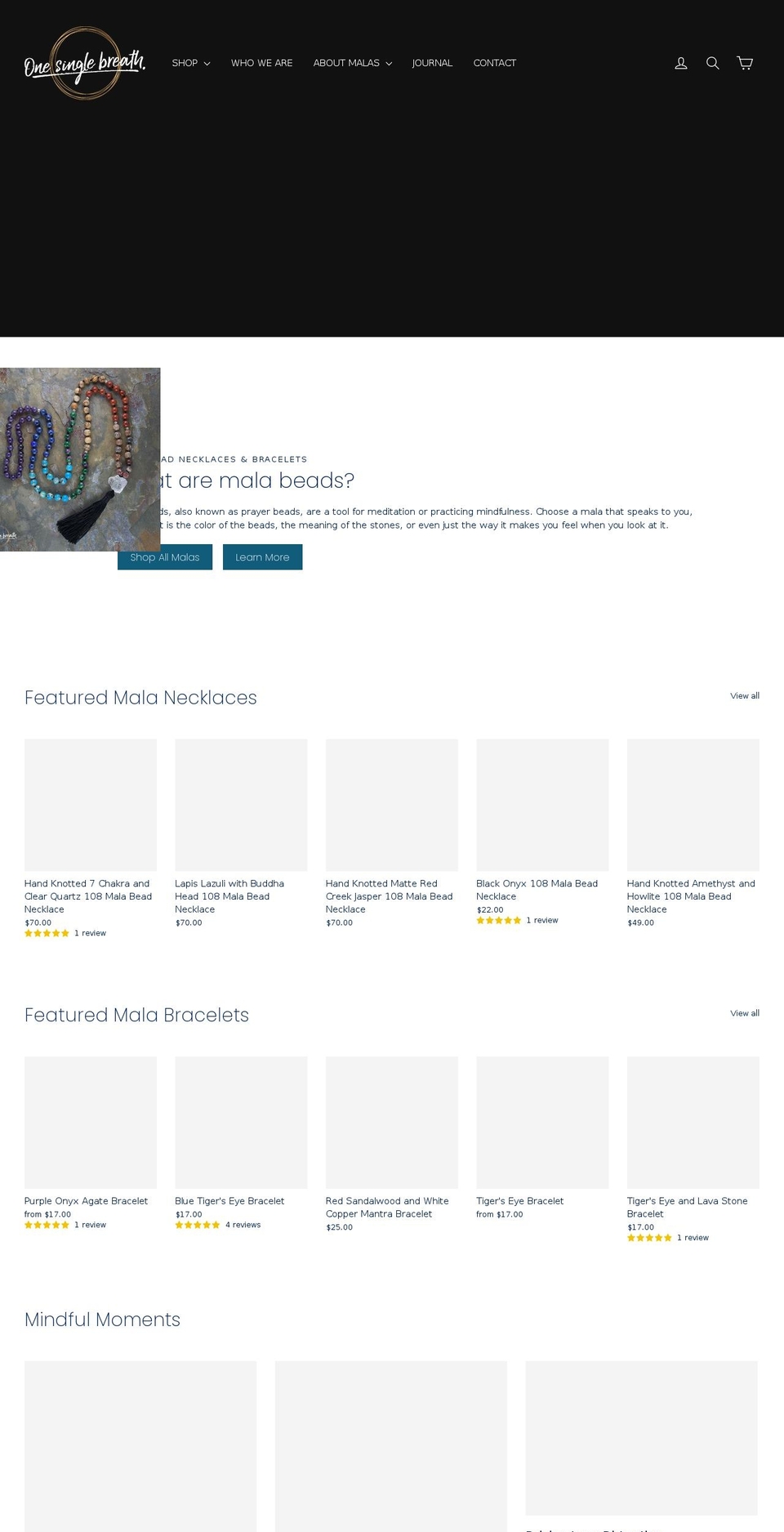 onesinglebreath.com — Shopify storefront screenshot