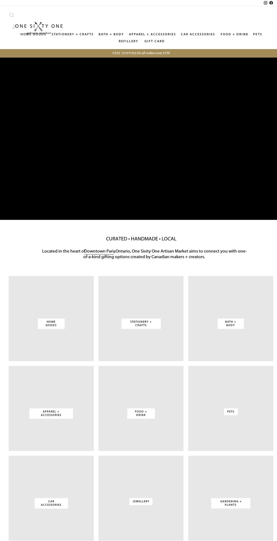 onesixtyone.ca shopify website screenshot