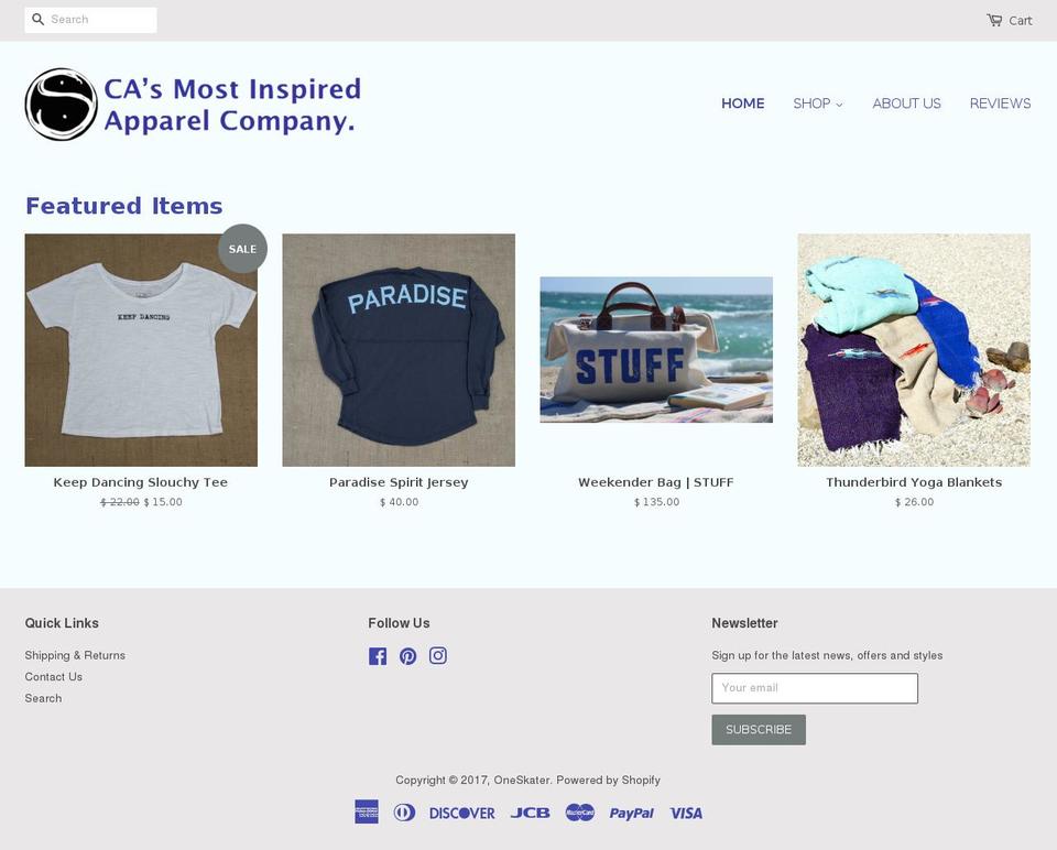 oneskater.com shopify website screenshot