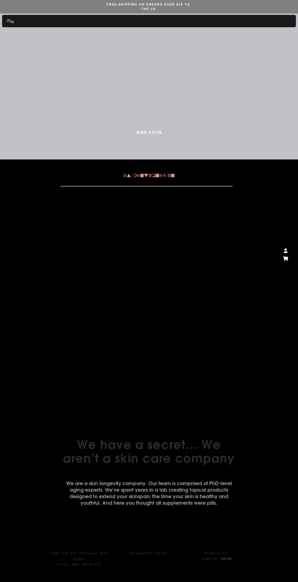 oneskin.co shopify website screenshot
