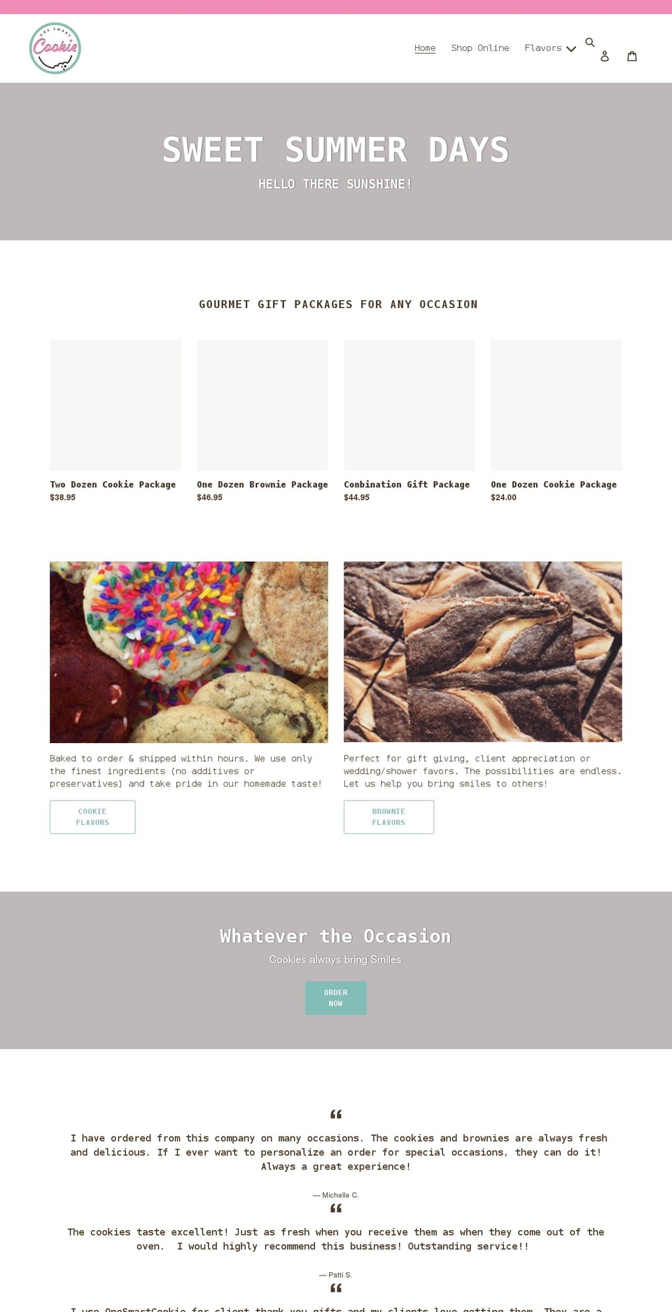onesmartcookie.net shopify website screenshot