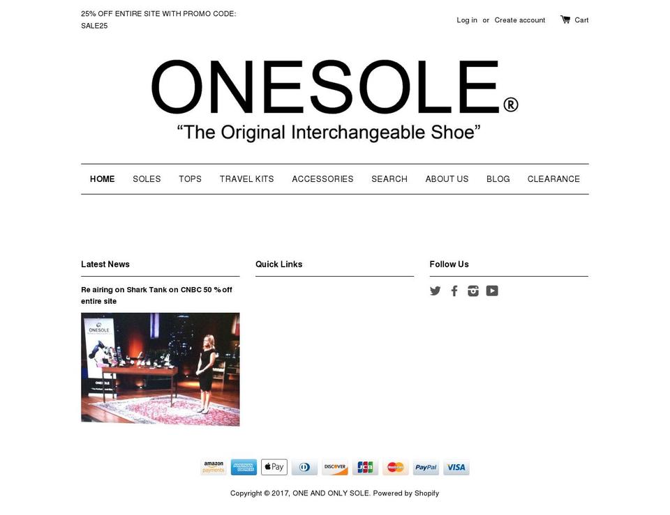 onesoleshoe.com shopify website screenshot