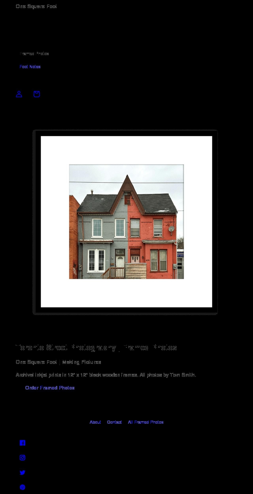 onesquarefoot.ca shopify website screenshot