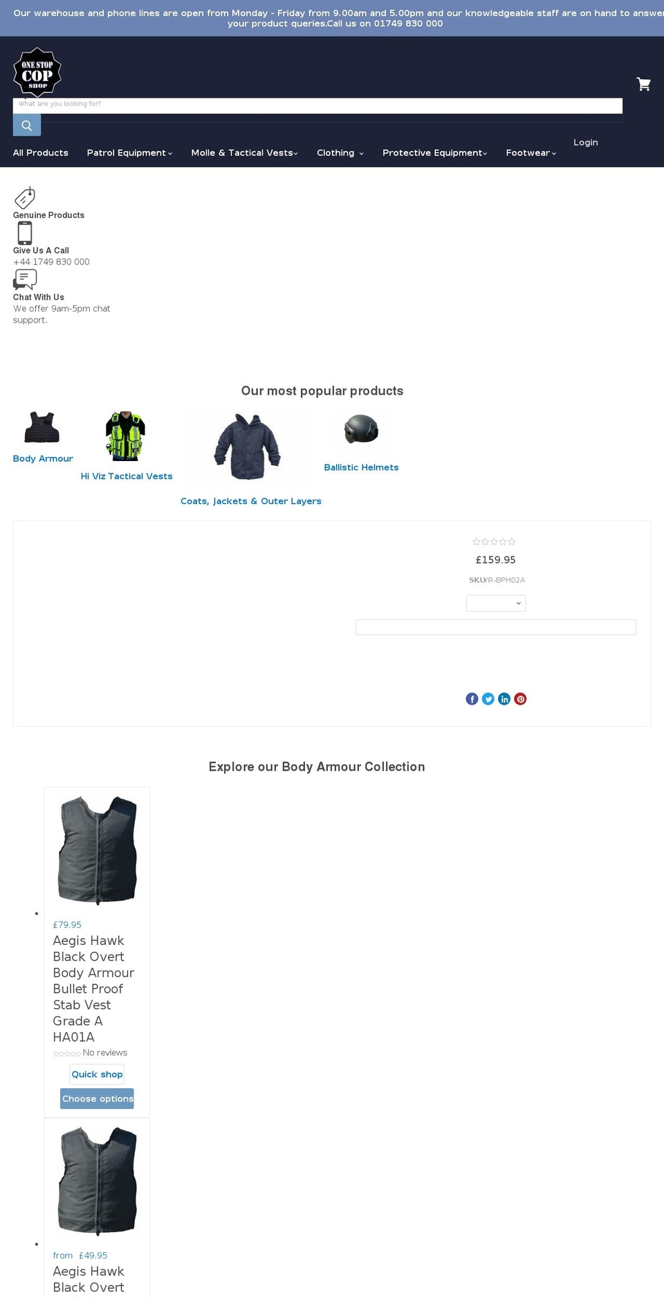 onestopcopshop.co.uk shopify website screenshot