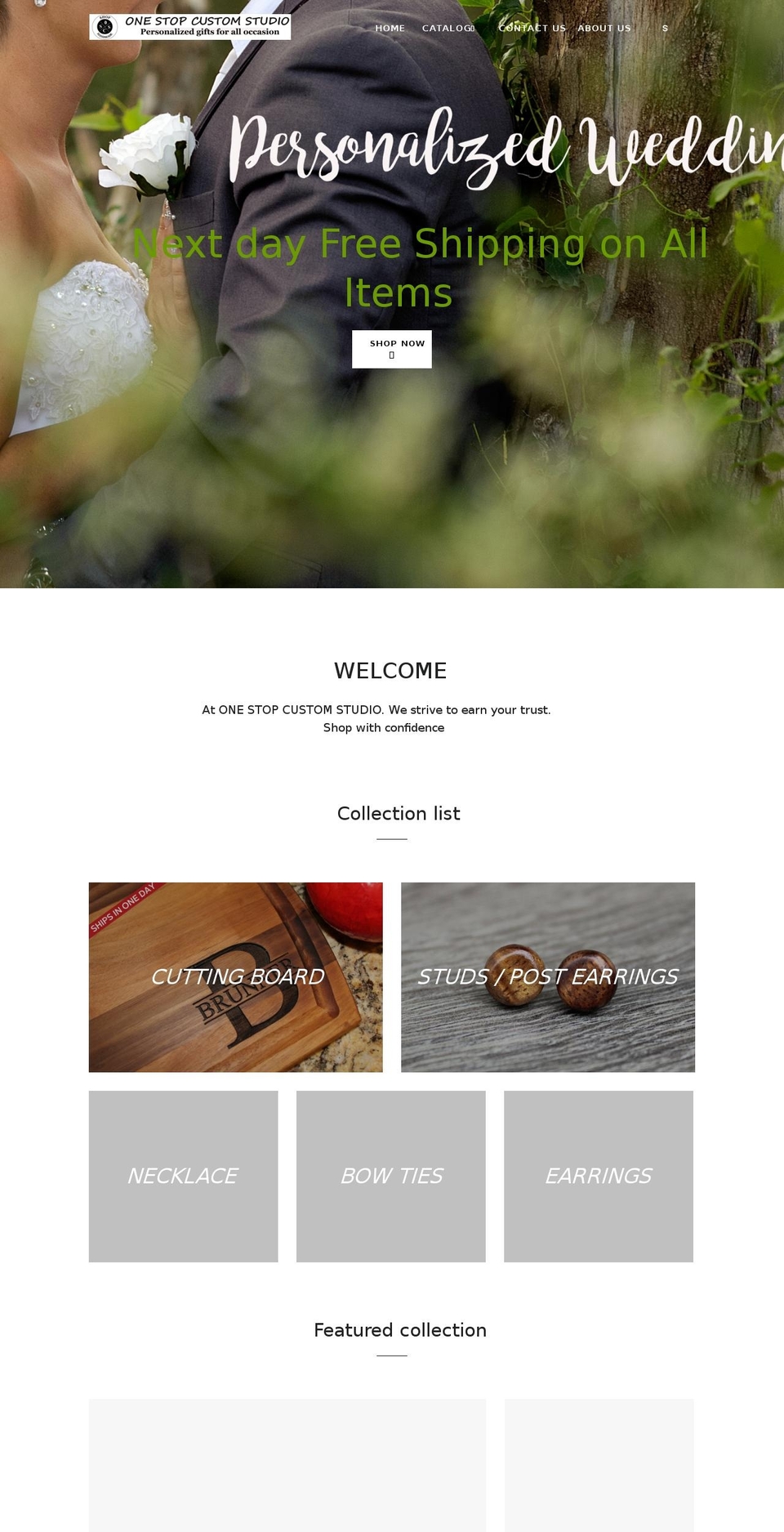 onestopcustomstudio.com shopify website screenshot