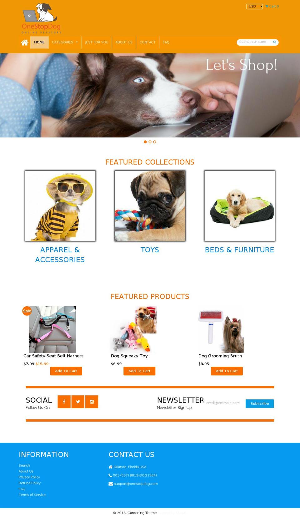 Animals Shopify theme site example onestopdog.com