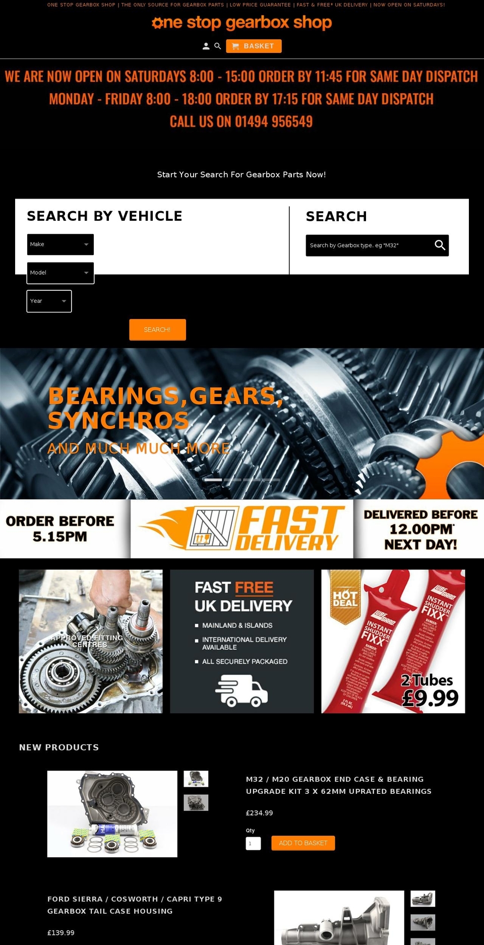onestopgearboxshop.net shopify website screenshot