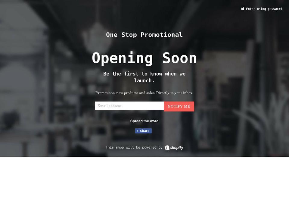 onestoppromotional.co.uk shopify website screenshot