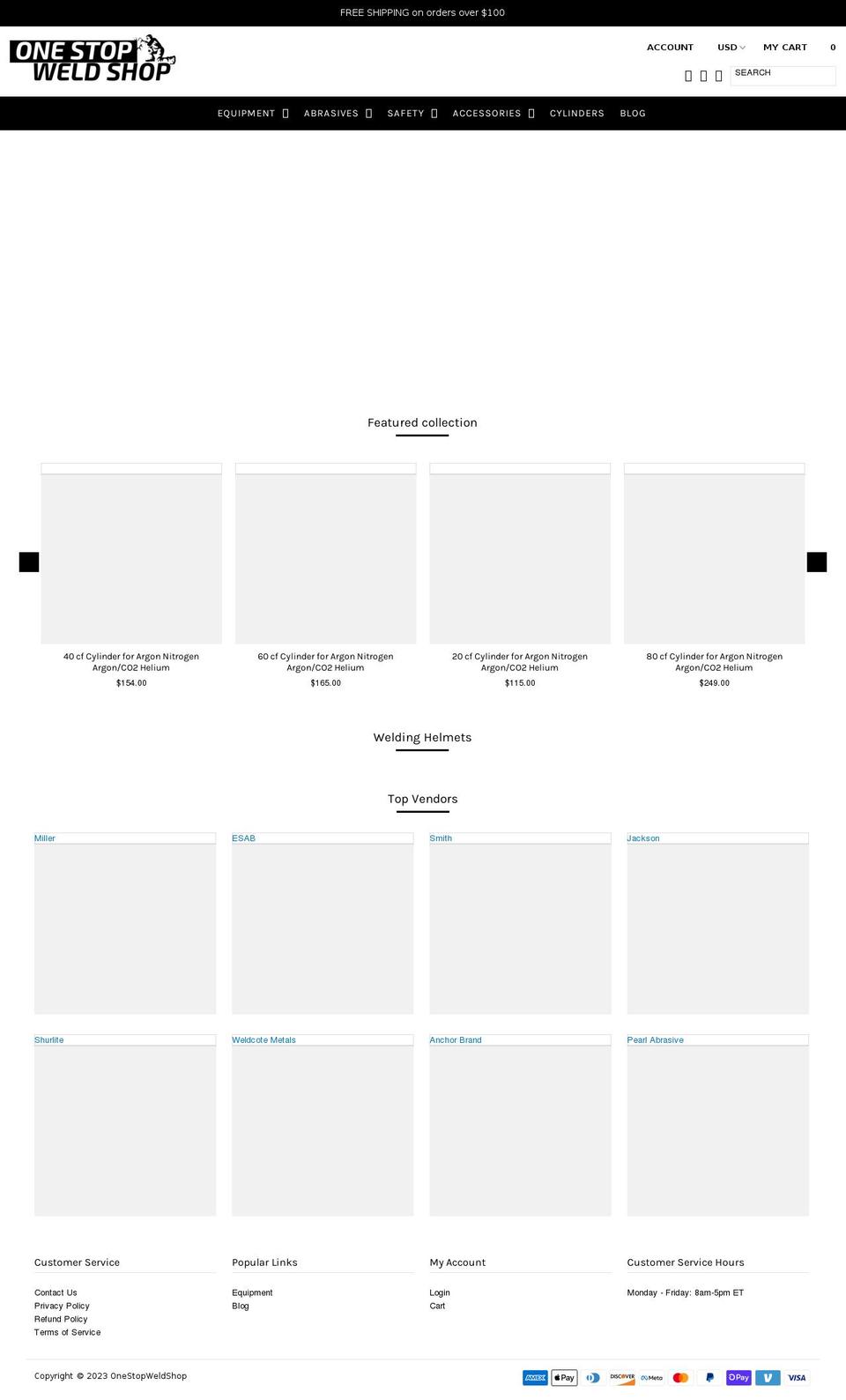 onestopweldshop.com — Shopify storefront screenshot
